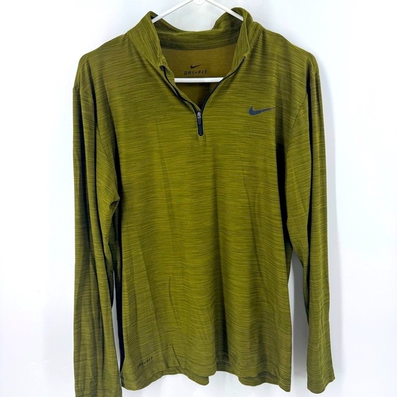 Nike Green and Gold Long Sleeve Tee with Quarter-Zip - Picture 1 of 6